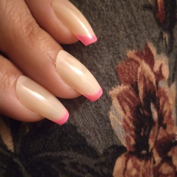 Nude/cover beige pink jelly french tip press on nails - Picture 1 of 4